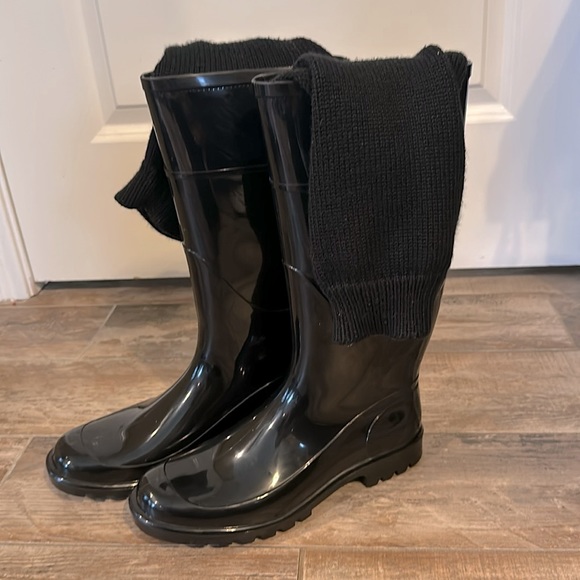 Dolce & Gabbana Black PVC Knee High Rain Boots - Size 40/ US9.5 - Picture 10 of 17